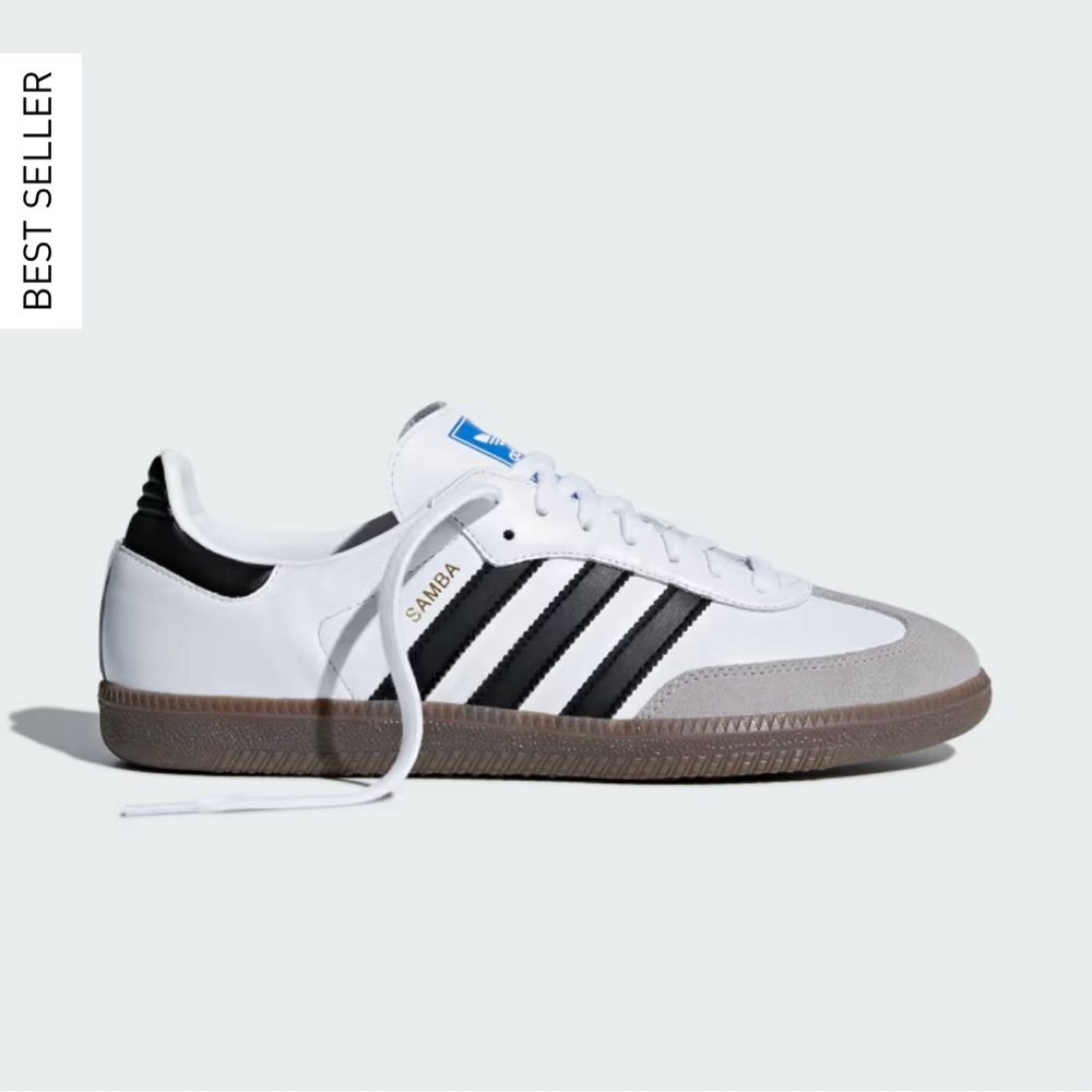 Adidas Samba White and Black Sneakers, barely any wear on outside, woman’s sz 5.